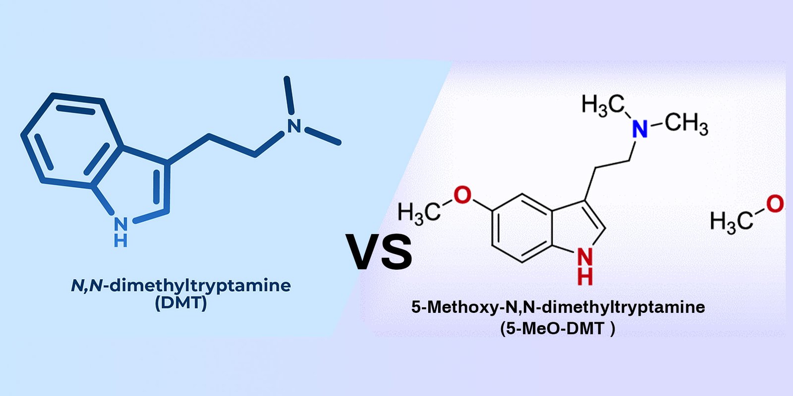 An image of DMT vs. 5-MeO-DMT